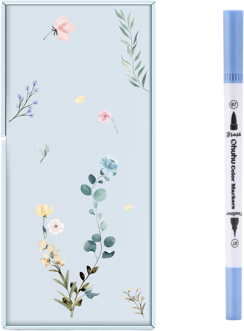 Ohuhu Série Maui - Marqueurs de peinture double embout, 120 marqueurs artistiques pour coloriage, dessin et calligraphie, avec étui de rangement blanc