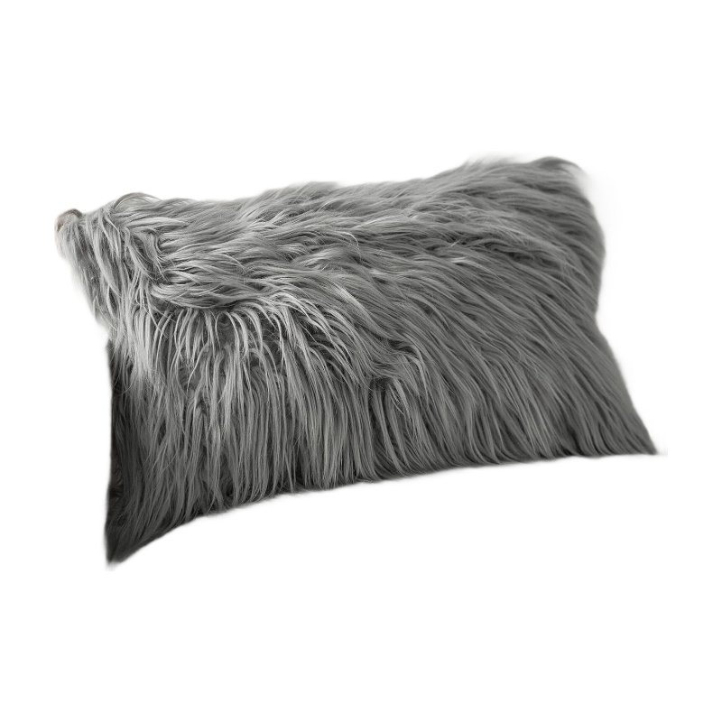 PHANTOSCOPE Housse de Coussin en Fausse Fourrure Coussin Décoratif Moelleux Mongol Taie d'Oreiller Douce Pelucheuse Housse de Coussin pour Chambre et Canapé, Gris 18 x 18 Pouces