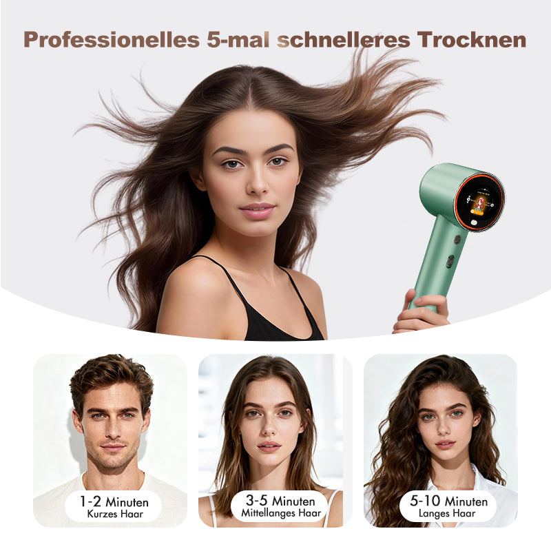 Uniorange H6 Sèche-cheveux haute vitesse à ions plasmas, écran LCD HD, 5 modes intelligents, 1600 W de puissance et 1 milliard d'ions plasmas, moteur haute vitesse 110 000 tr/min