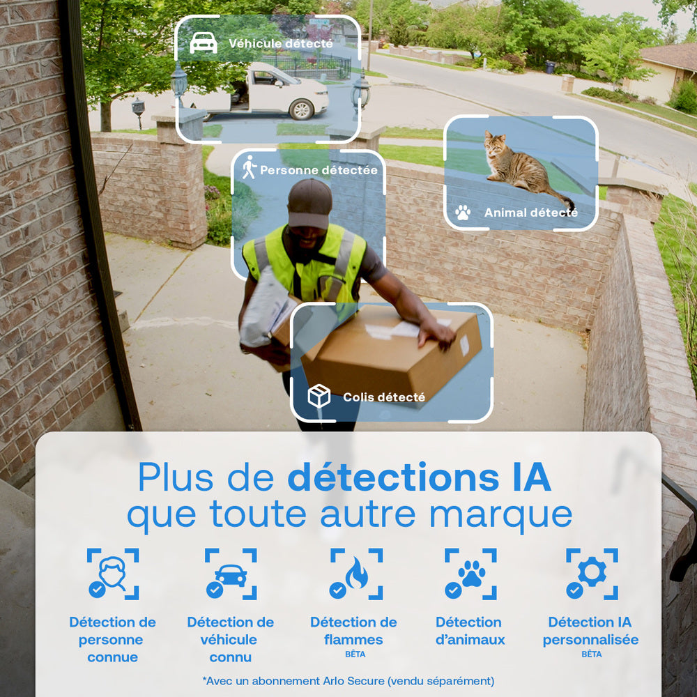 Arlo VMC3283-100PES Caméra de sécurité extérieure filaire Essential 3 2K PTZ WiFi, Kit de 2 caméras Blanc