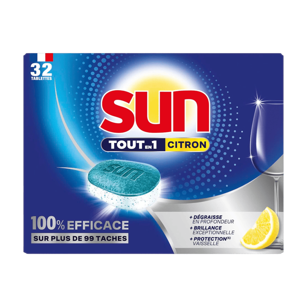 Sun Tout-en-1 Citron Tablettes Lave-Vaisselle Lot de 32
