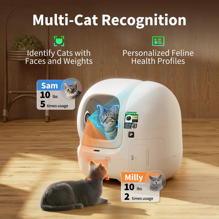 PETKIT Purobot Max Pro 2 avec caméra - Bac à litière autonettoyant pour chat (Gris)