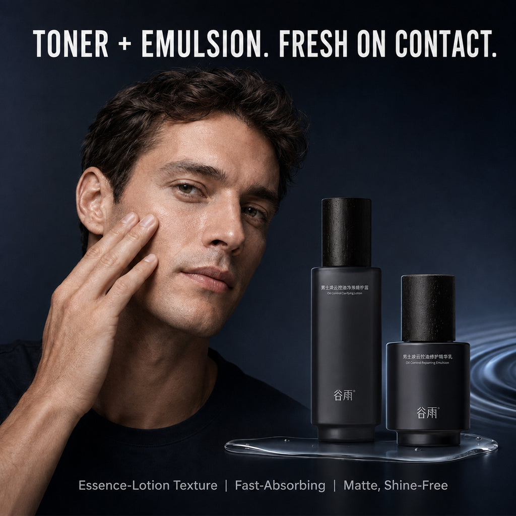 GUYU Set de soins du visage pour hommes contrôle du sébum (Nettoyant 120 g + Lotion tonique 120 ml + Lotion 60 ml)