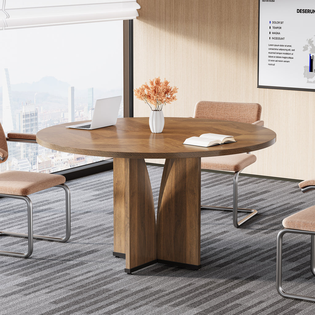 TRIBESIGNS Table ronde rustique pour 4 personnes marron - 100 cm