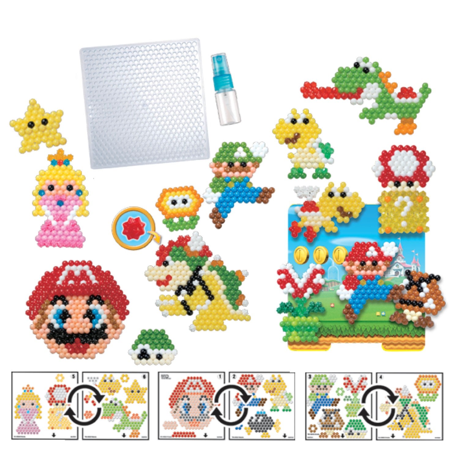Aquabeads Boîte de Loisirs Créatifs Super Mario Ensemble Complet de Perles d'Eau 31774 (2 500 Perles)