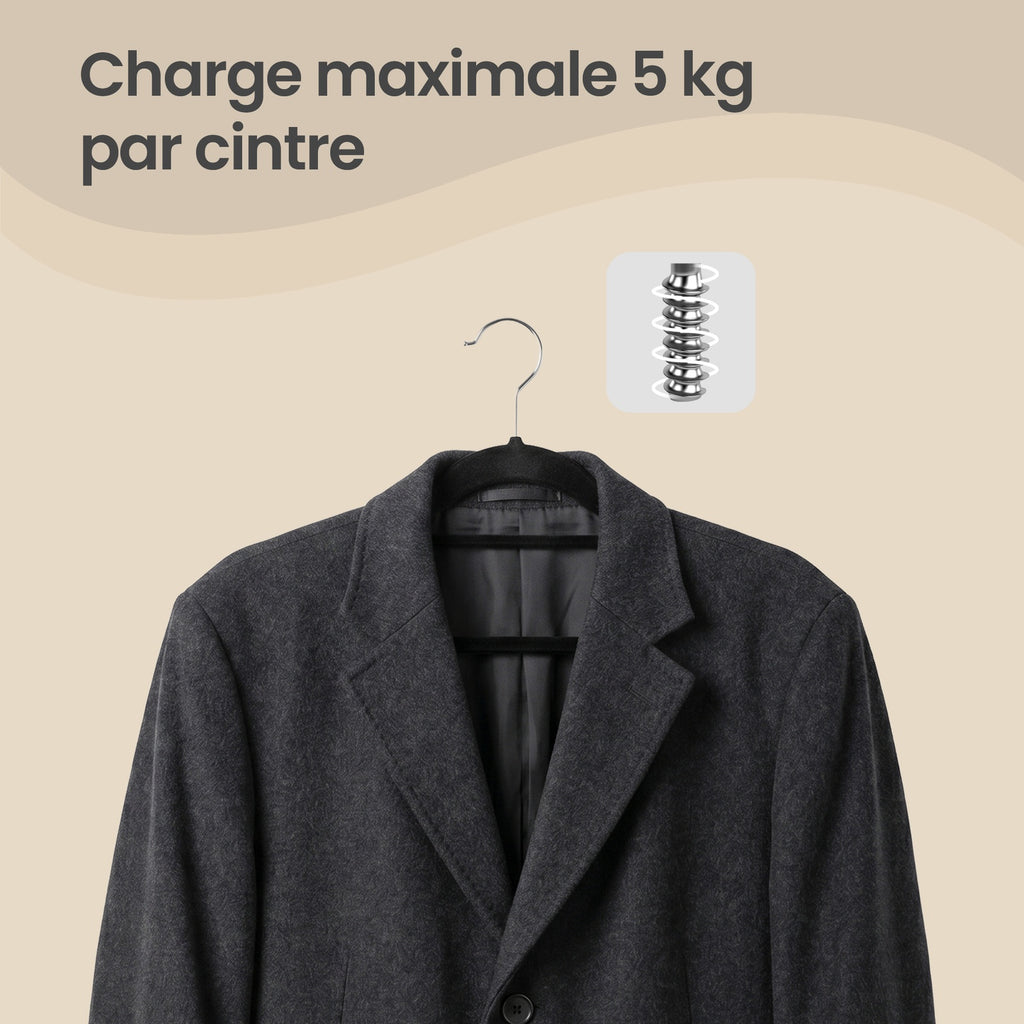JOYFURNOS Lot de 20 cintres à vêtements, cintres en velours gain de place avec crochet pivotant à 360° et surface en velours antidérapante, profil fin 42,7x22x0,6 cm