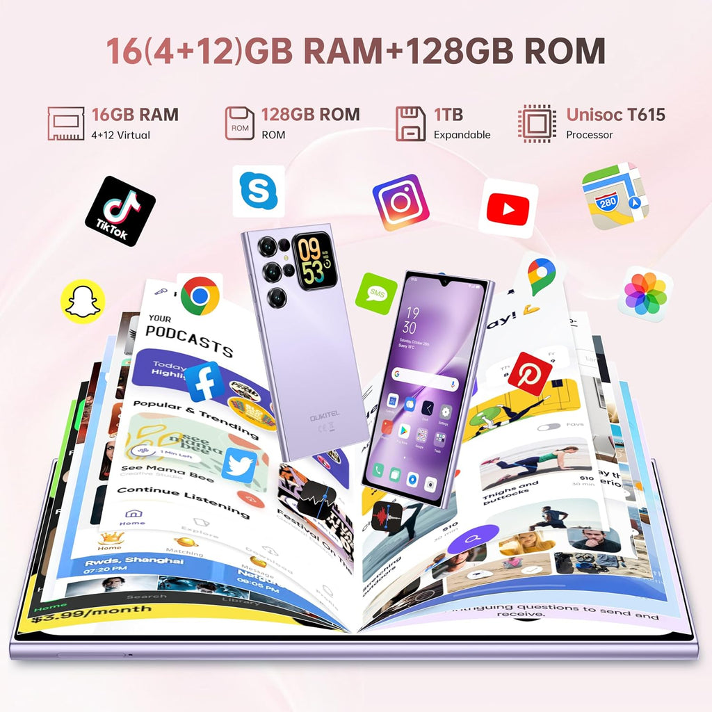OUKITEL C62 Smartphone Orange 6,88 pouces Batterie 5150 mAh Corps ultra-fin 9,5 mm (4 Go + 128 Go) Double SIM