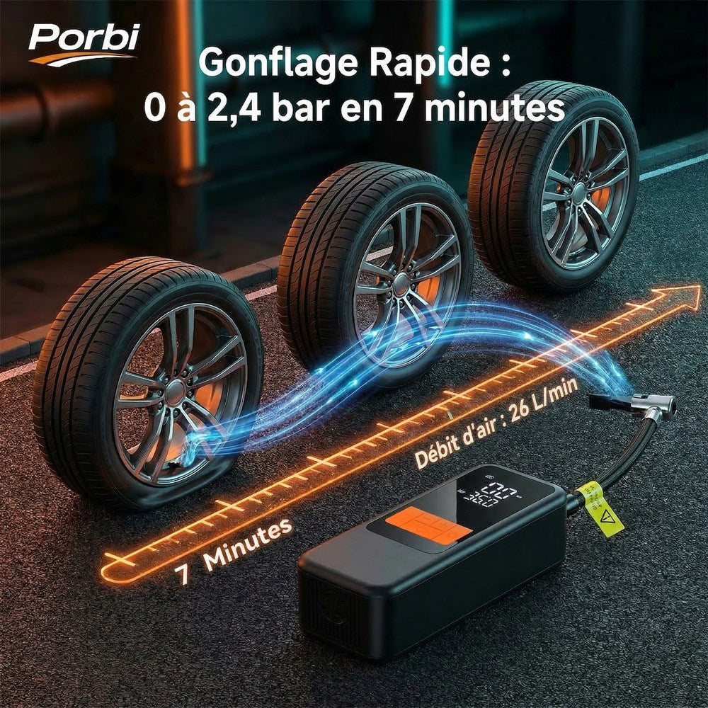 Pompe à air portable Porbi Q16, Noir