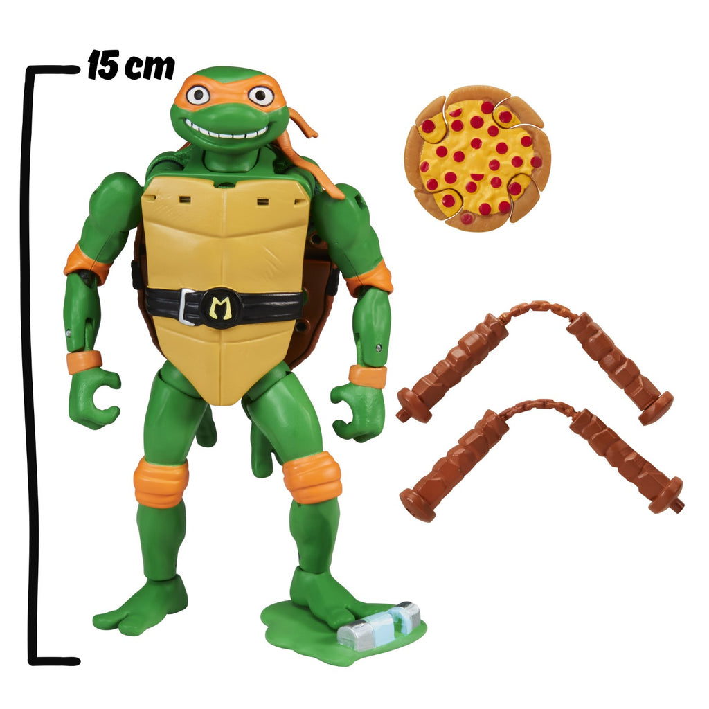 TORTUES NINJA Tortues Ninja, 1 Figurine Deluxe 15 cm, Se transforme en tortue, Modèle Michelangelo, pour les enfants à partir de 4 ans, TU8383
