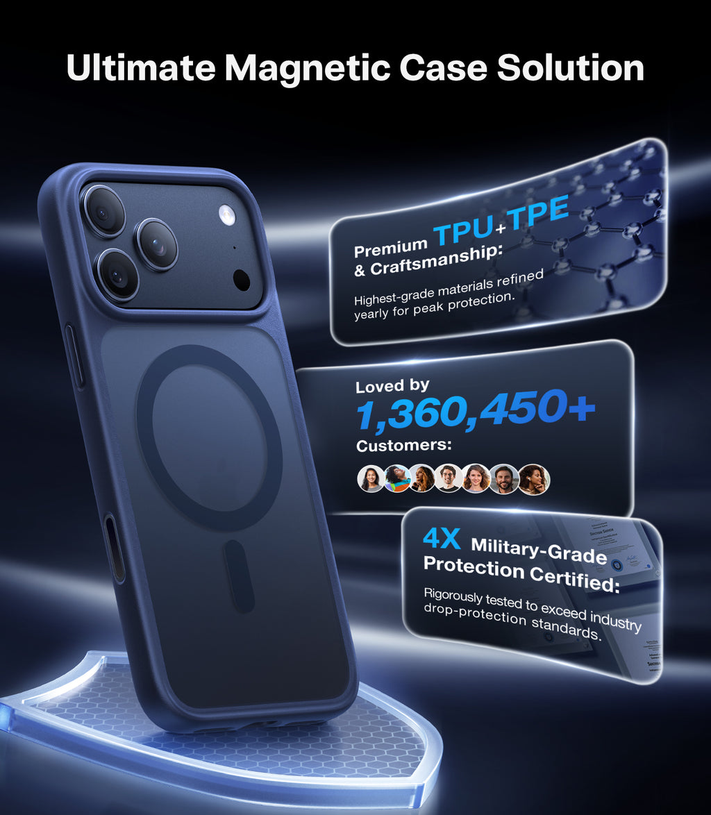 TORRAS Coque de téléphone Série Guardian Magnétique pour iPhone 17 Pro Max - Bleu marine