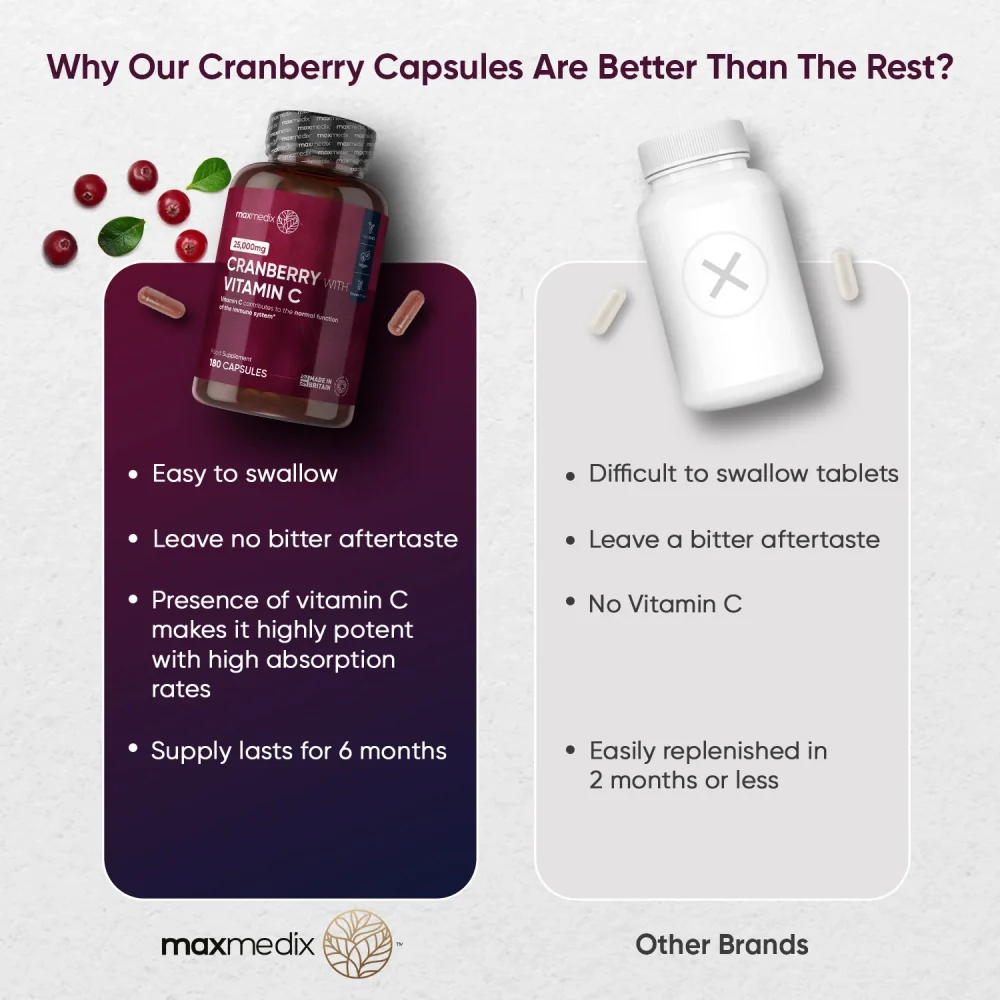WeightWorld Cranberry avec vitamine C 25 000 mg 180 gélules