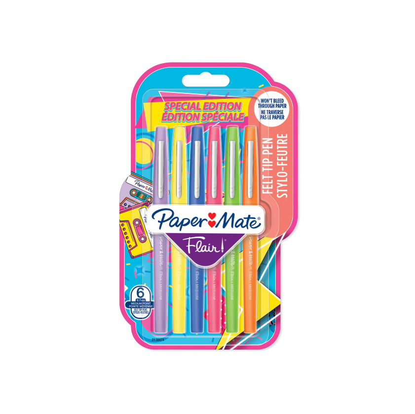 Paper Mate Flair Lot de 6 feutres de couleurs rétro assorties
