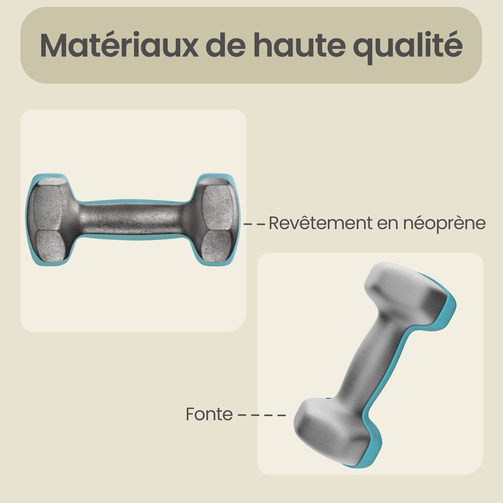 JOYFURNOSEnsemble d’haltères hexagonaux avec support – 3 paires : 1 kg, 2 kg, 3 kg, Revêtement néoprène mat – Haltères pour exercice à domicile