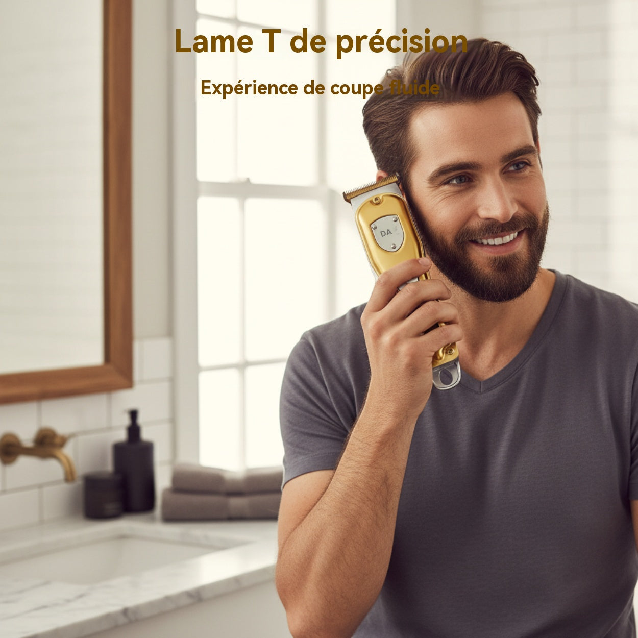 RAF Tondeuse professionnelle pour hommes, puissance 5 W, sans fil, lame T, écran LCD, pour cheveux épais, kit de toilettage à domicile