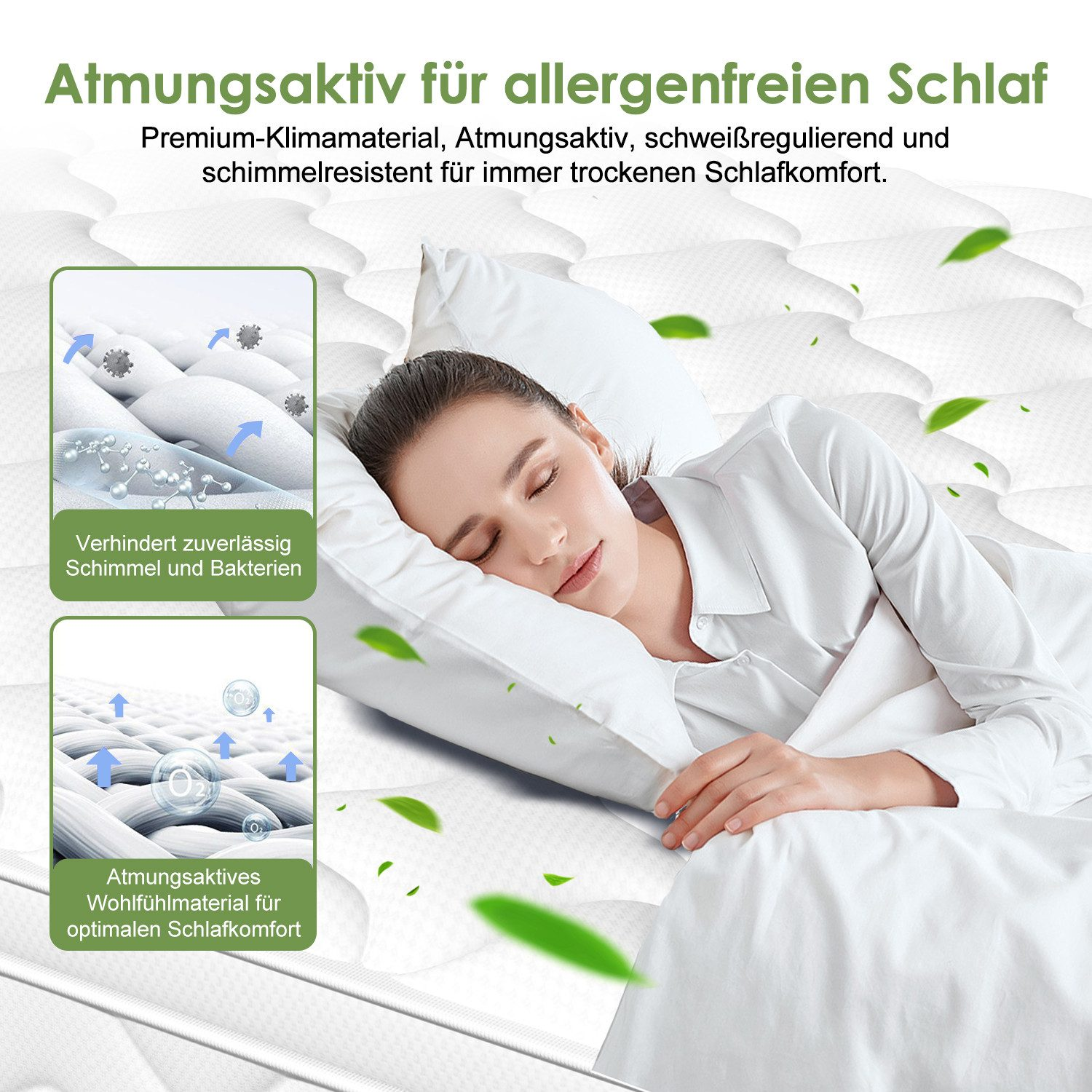 GTIMEX Matelas à ressorts ensachés 7 zones, ergonomique, H3, respirant, hauteur 28 cm, 9 couches de confort, charge maximale 150 kg, soutien orthopédique