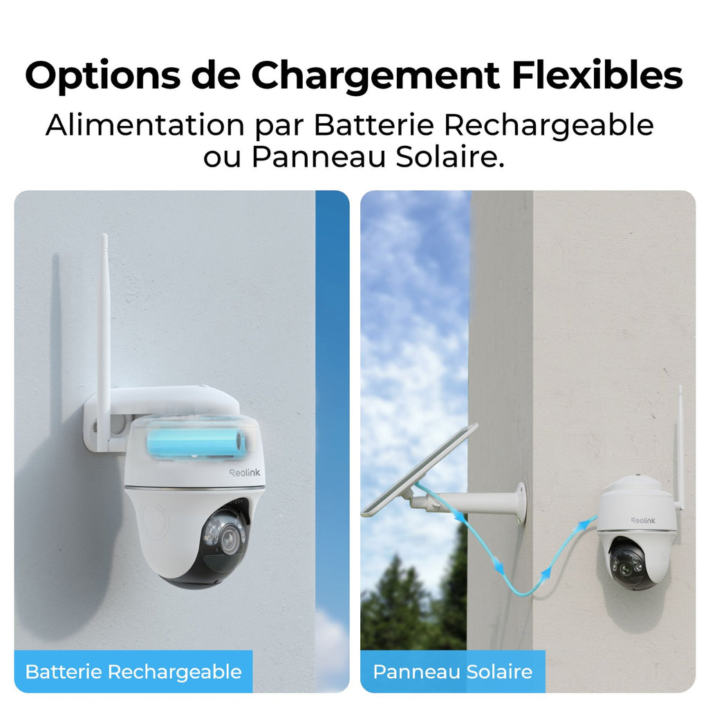 REOLINK B430 Pack Solaire avec panneau solaire et caméra de surveillance extérieure 3K 5MP – Blanc