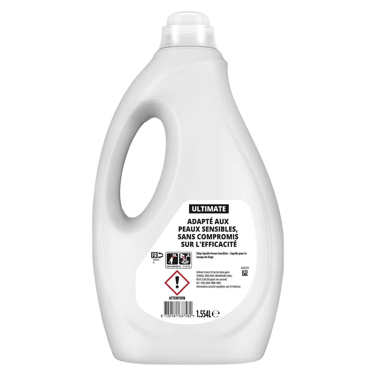 SKIP Lessive liquide peaux sensibles testée dermatologiquement 37 lavages 1,554 L