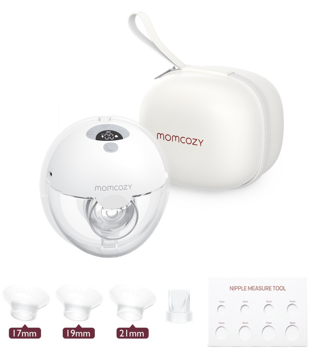 Momcozy M5 Tire-lait mains libres à porter, téterelle à double étanchéité, 3 modes et 9 niveaux d’aspiration, électrique et portable, gris, 1 pièce, idée cadeau pour mère