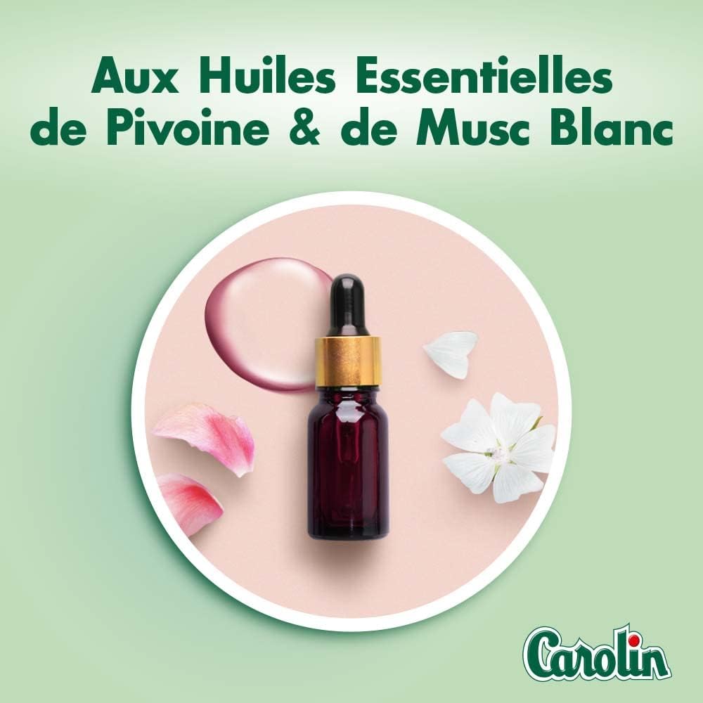 Carolin Nettoyant Multi-Surfaces aux Huiles Essentielles, Sans Rinçage, Pivoine & Musc Blanc, 1 L