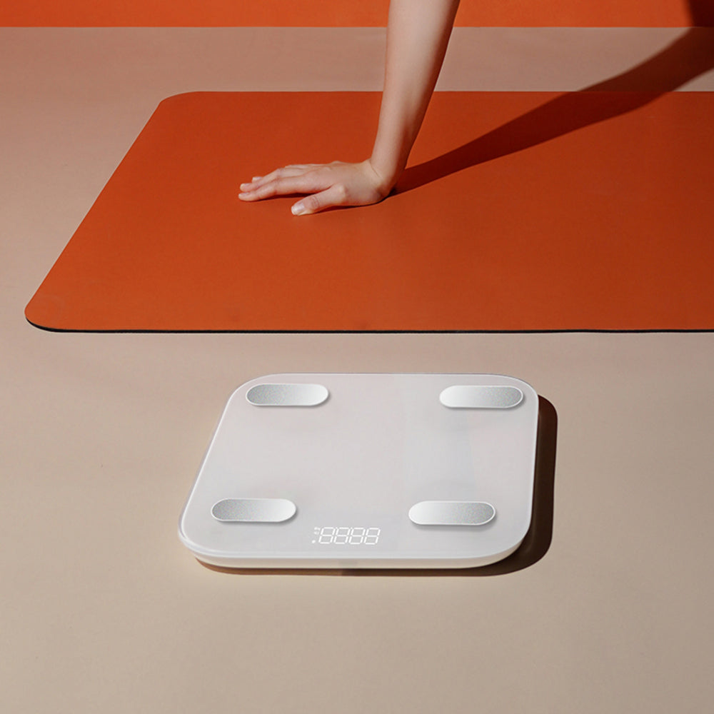 Balance connectée de masse corporelle en verre trempé avec grand plateau, écran LED, 24 indicateurs corporels - Capacité 180 kg