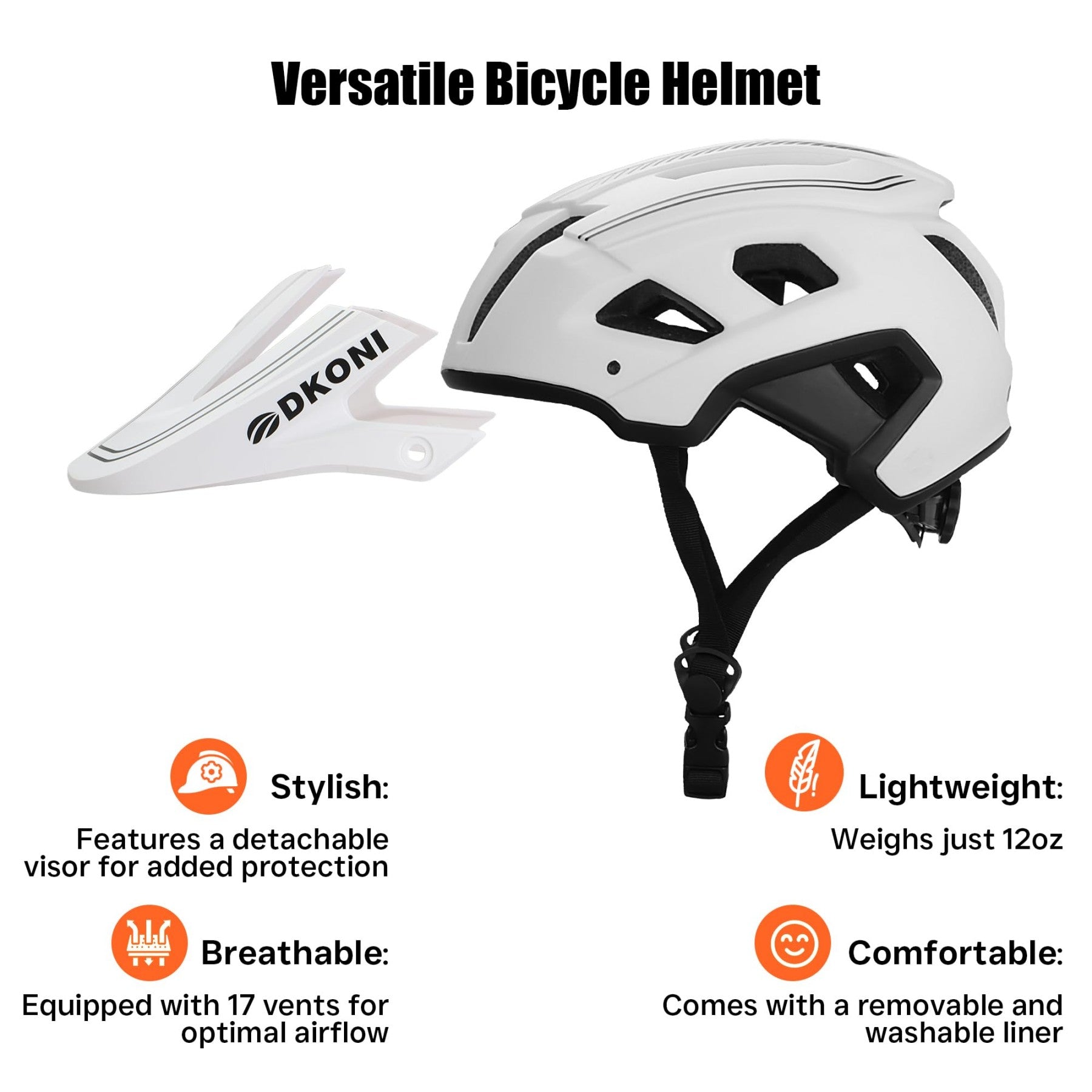 DKONI HS-062 Casque de vélo de montagne adulte noir/blanc - Taille L 56-61 cm