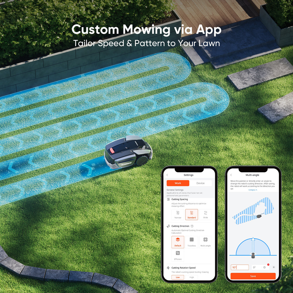 Sunseeker S5 AWD Robot Tondeuse Sans Fil à Guidage Périphérique pour 1600 m² – Navigation RTK + Vision IA, Pentes Jusqu'à 60 %, Cartographie Automatique, Multi-Zones, Contrôle Via Application