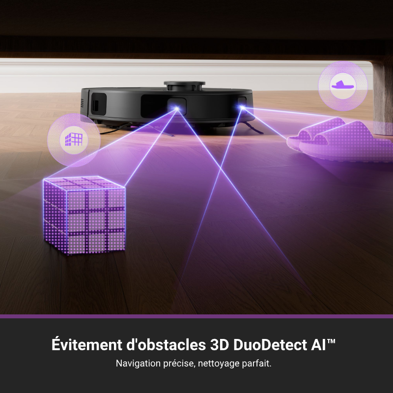 Eureka E20 Plus Aspirateur Robot avec Puissance d'Aspiration de 8000 Pa, Station de Vidage Automatique, Fonction Anti-Emmêlement, Évitement d'Obstacles 3D, Autonomie de 180 Minutes, DuoDetect IA, Noir