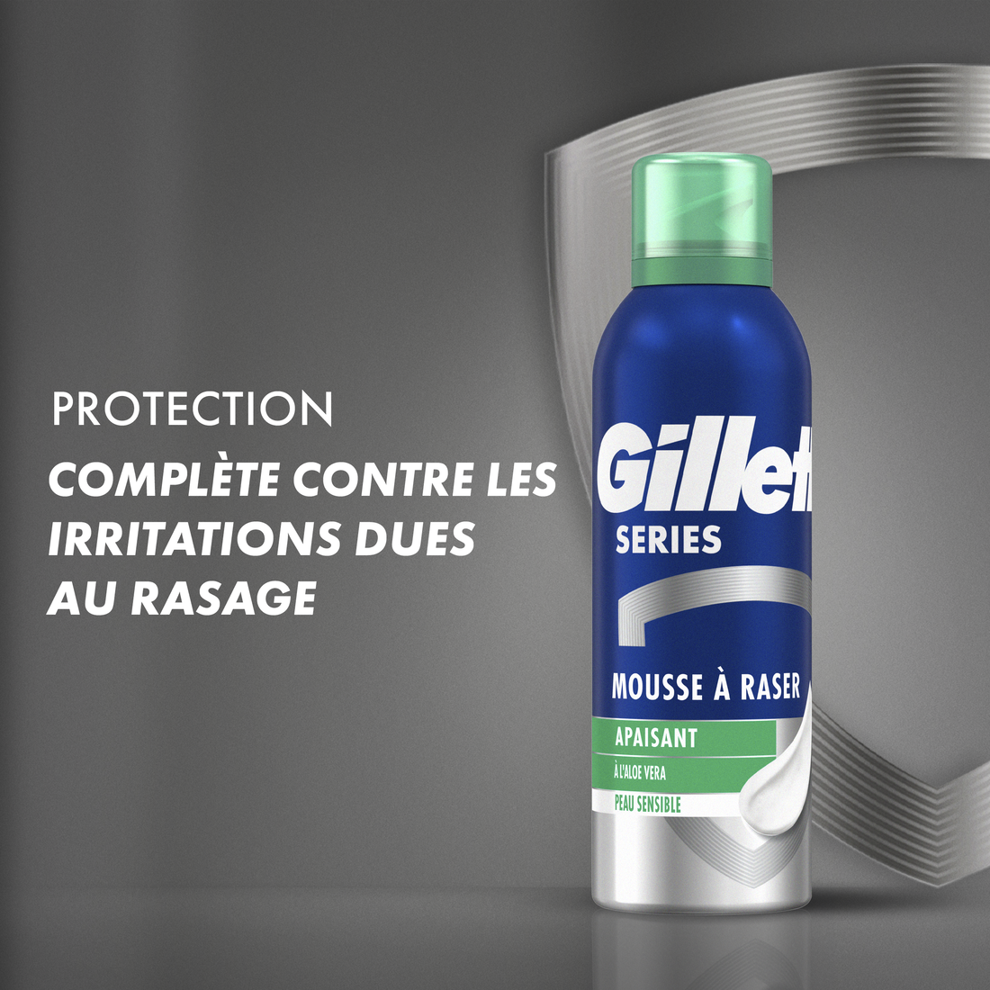 Gillette Mousse à Raser Homme, pour la Peau Sensible, 250ml | Formule Apaisante à l’Aloe Vera, Parfum Masculin, Contre Brûlures, Rougeurs, Coupures