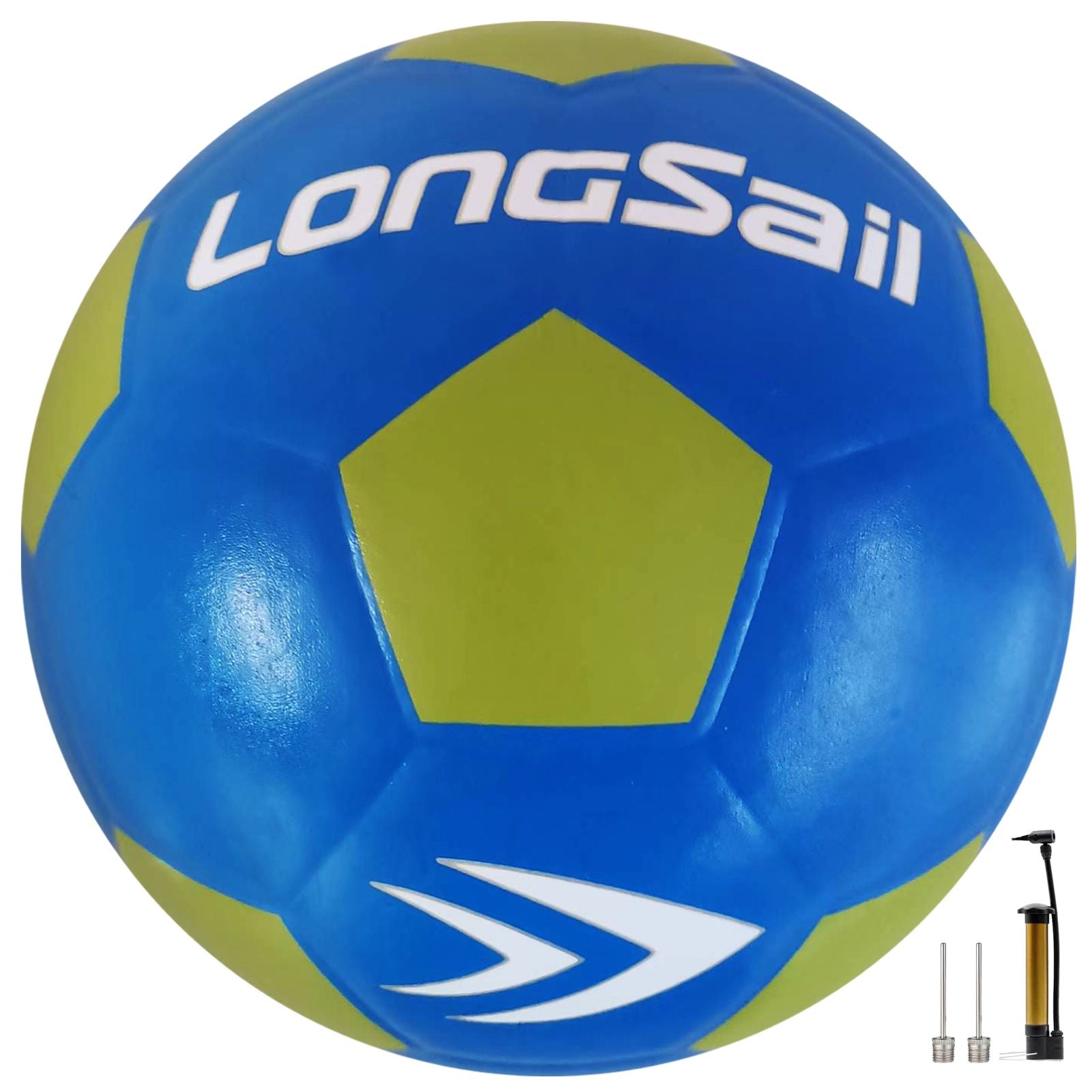 LONGSAIL Ballon de football en caoutchouc haute qualité bleu/vert - Taille 4