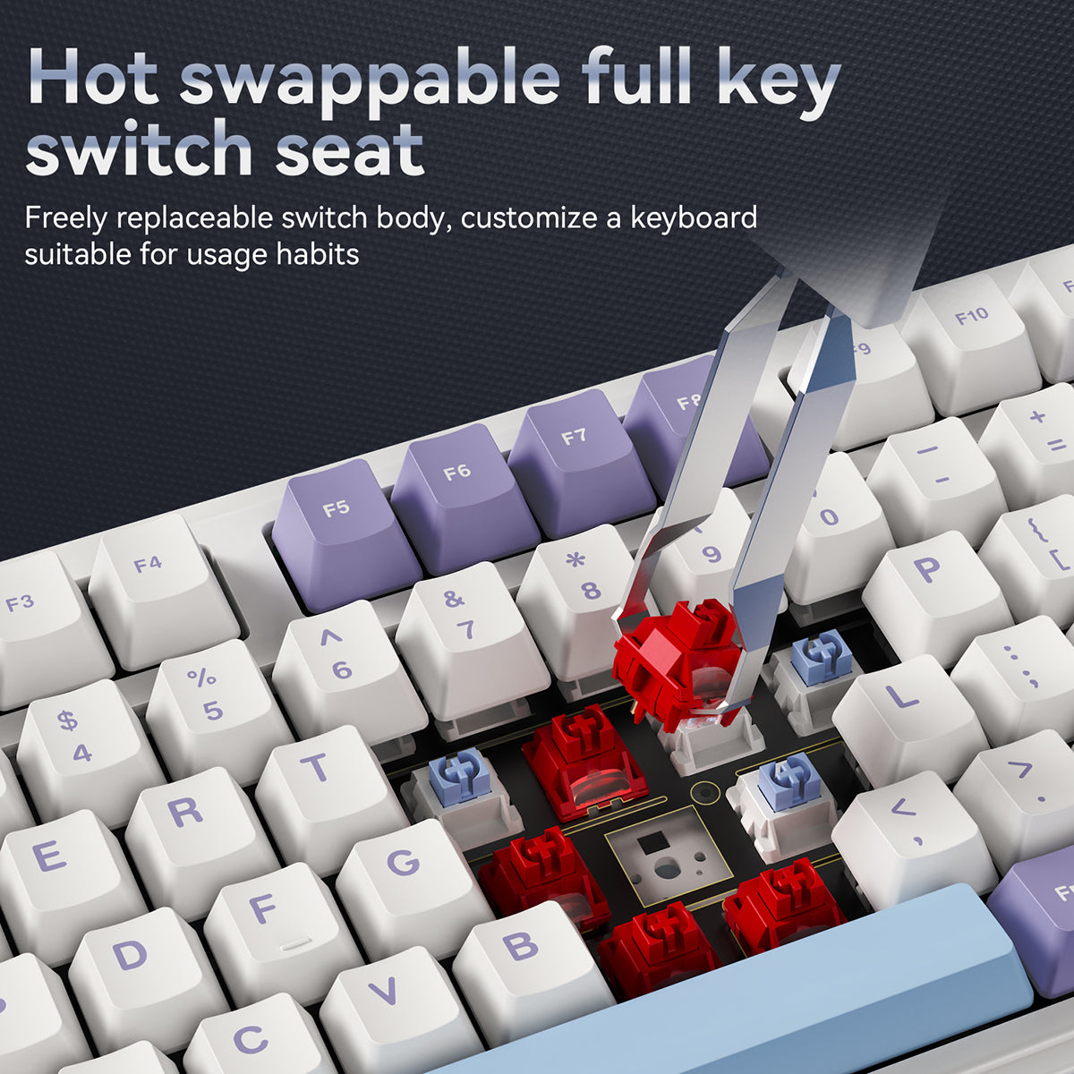 AJAZZ AK980 V2 clavier mécanique sans fil, disposition QWERTY 98 % interchangeable à chaud pour jeu, batterie 10000 mAh, filaire/Bluetooth/2,4G, éclairage RVB