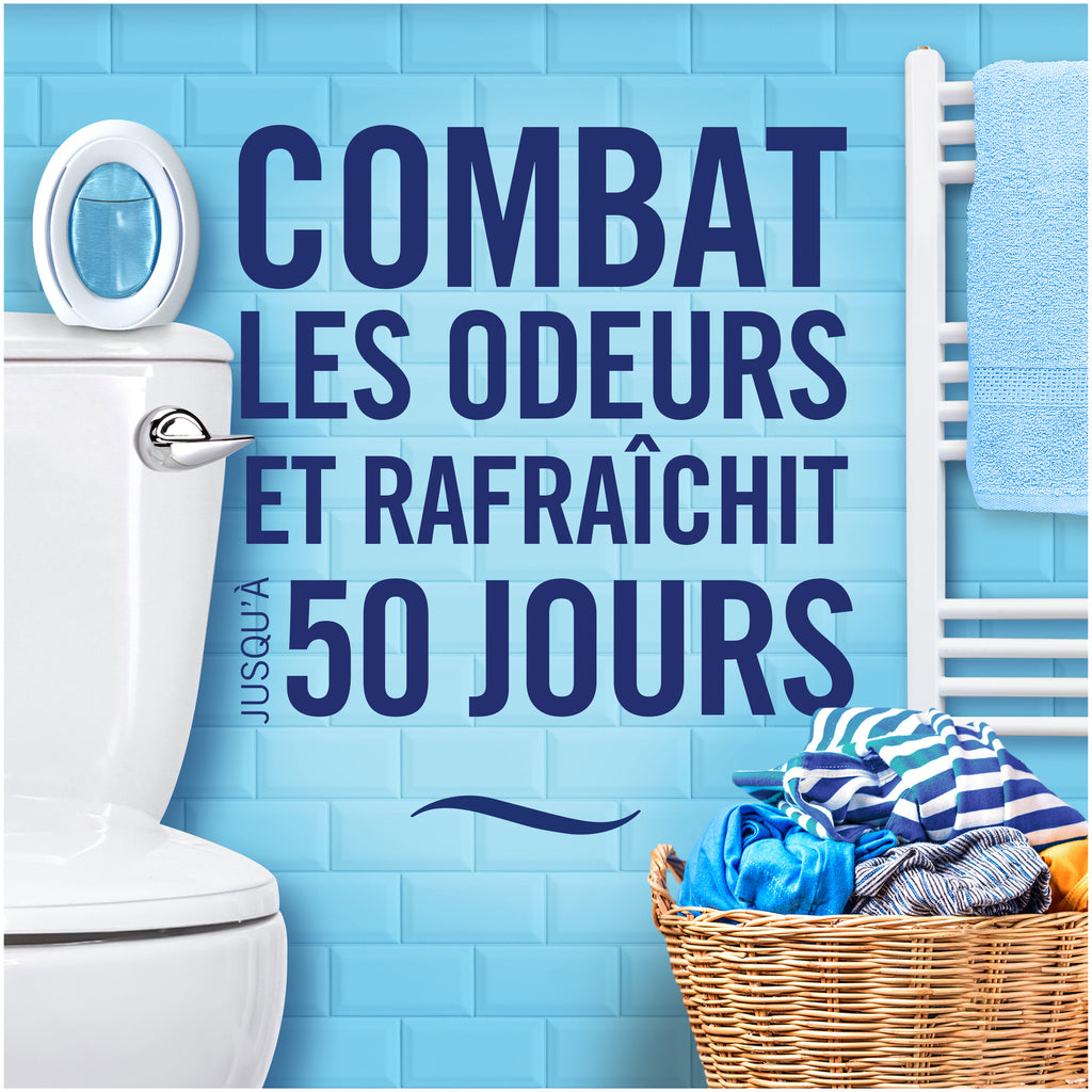 Febreze Petit Coin, Désodorisant WC En Continu (7.5ml x2), Parfum Eveil Printanier, Combat Les Odeurs, Fraîcheur Jusqu'à 50 Jours