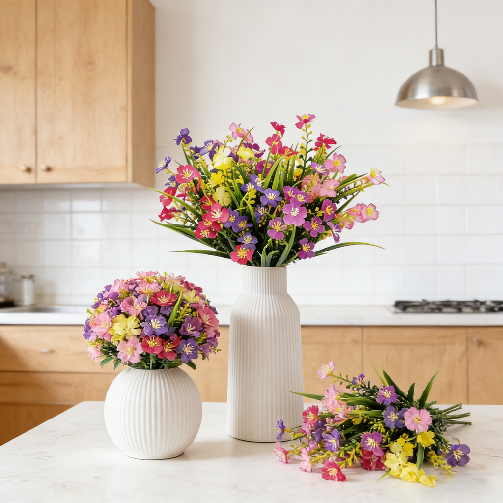 10 Pièces 13,8 in / 35 cm Fleurs Artificielles pour Extérieur Plastique Plante Artificielle Fleur en Soie pour Extérieur Jardin Porche Porte d'Entrée Jardinières Litière de Fleurs Cour