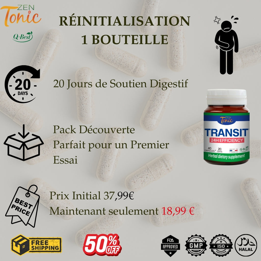 Zen&Tonic Transit en 24h Cure été 20 jours 40 capsules Formule Française Programme bien-être inspiré des traditions botaniques • Fabriqué en France • Pour une routine été au naturel