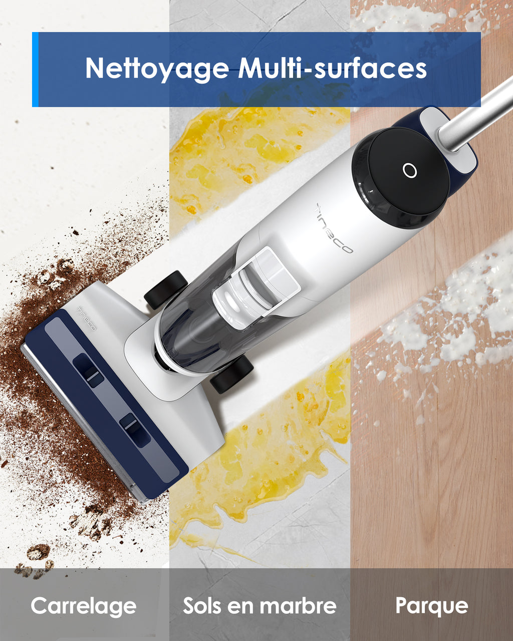 Tineco iFLOOR 5 Breeze Complete Nettoyeur de sols durs sans fil eau et poussière Autonomie de 35 min Nettoyage des bords Auto-nettoyant