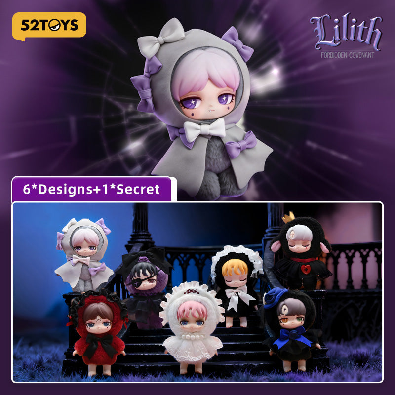 52TOYS Lilith Série Forbidden Covenant Boîte Mystère Pendentif Peluche Vinyle Gothique Foncé Figurine de Collection Anime Décoration de Bureau Cadeau d'Anniversaire Une Figurine Aléatoire par Commande