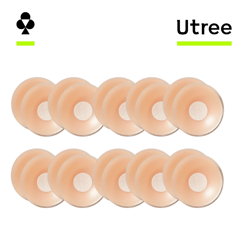 Utree - Cache-seins en silicone invisibles pour femme, anti-déformation, sans fil, 10 paires de formes arrondies