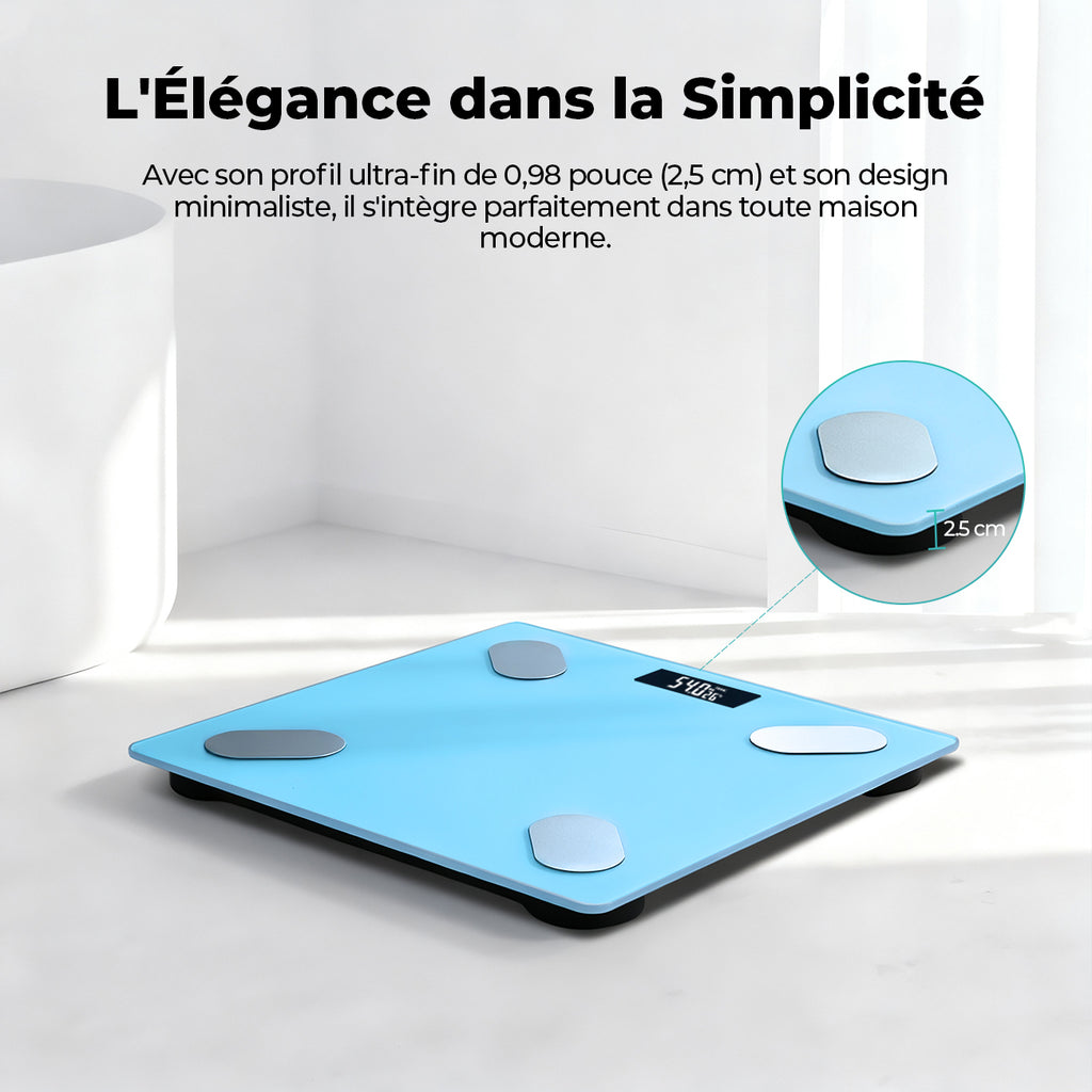 Sparoma ADL-26 Balance Connectée Bluetooth, suivi avec application, multi-utilisateur, 2×AAA piles requises,180 kg max - Bleu