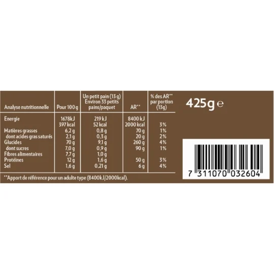 KRISPROLLS Pains grillés suédois complet sachet de 425g