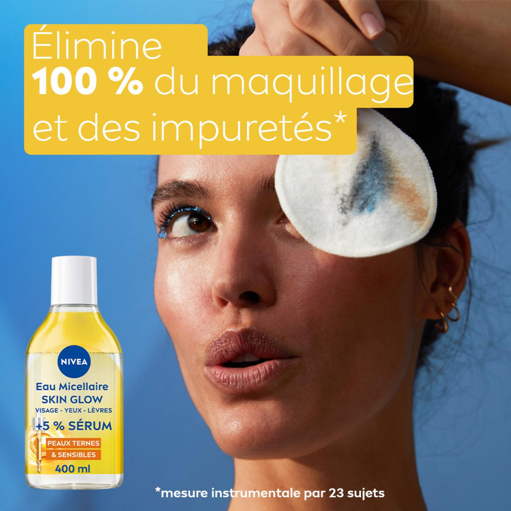 NIVEA Eau Micellaire Démaquillante Visage Infusée au Sérum Vitamine C Skin Radiance Peau sensible 400 ml