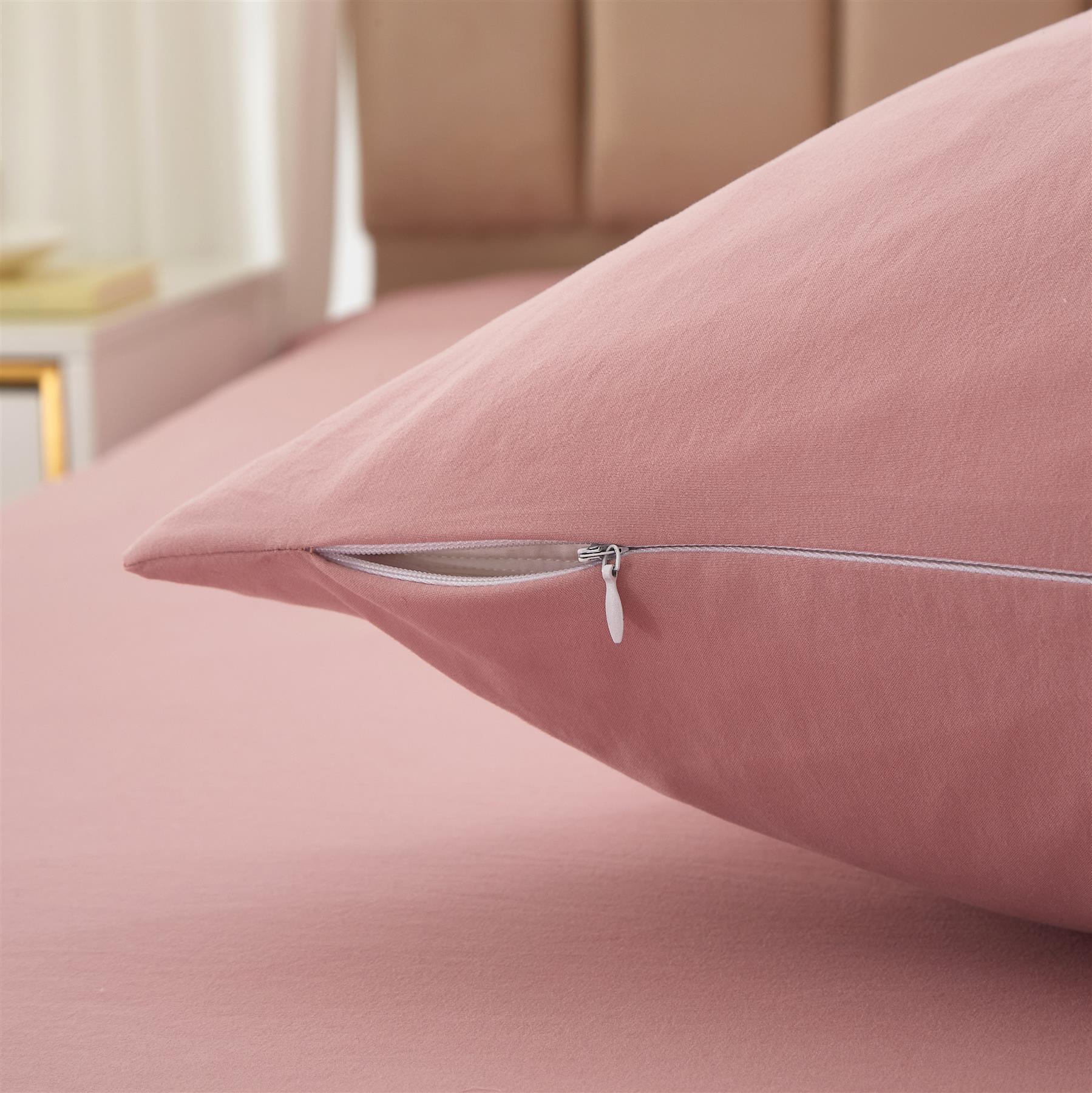 Meeallhome Parure de housse de couette lavée brossée 140 x 200 cm / 65 x 65 cm x 1 Beige rosé