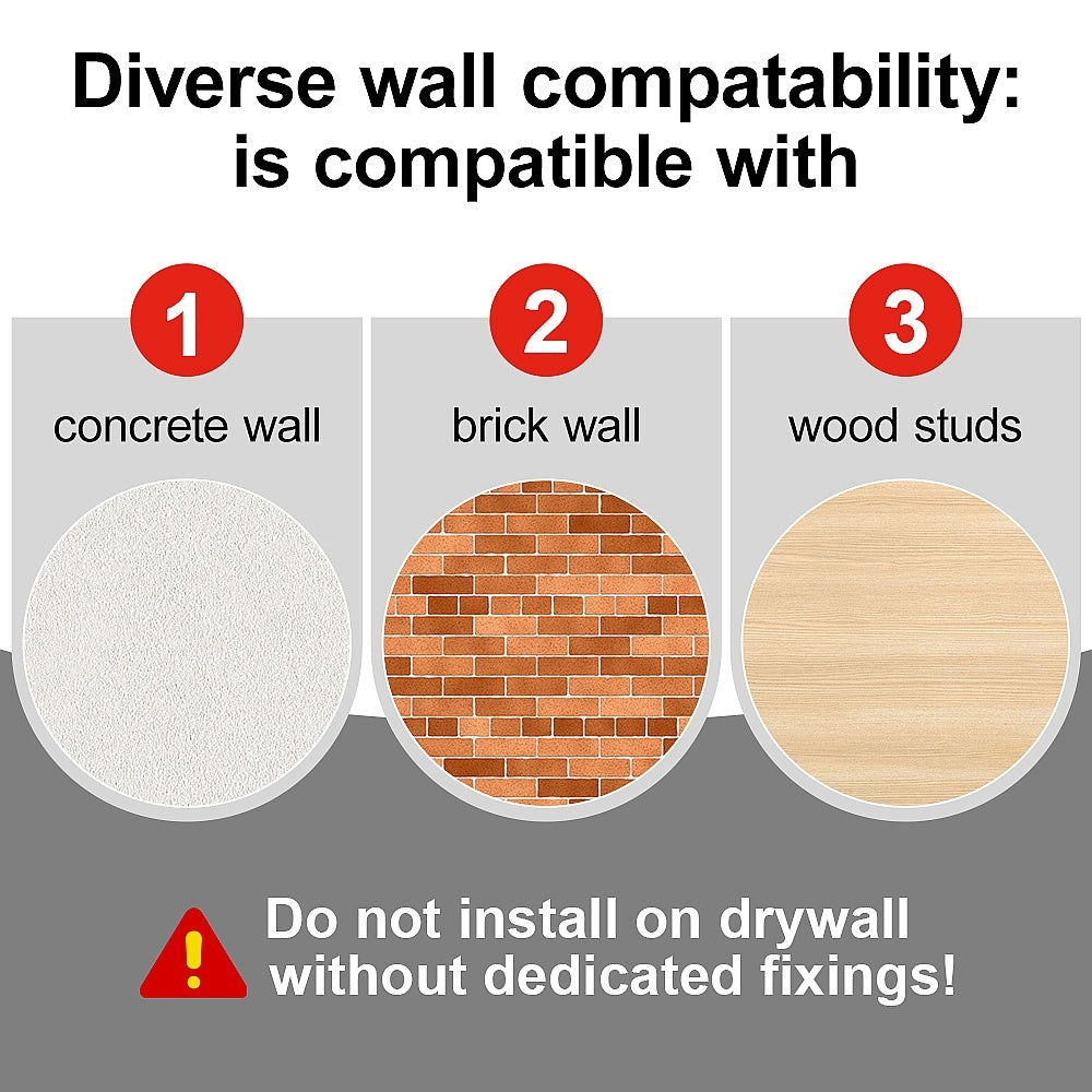 Support mural universel pour téléviseurs 32-55 pouces, Max VESA 400 x 400 mm, Extensible 42-340 mm, Supporte jusqu'à 45 kg, Convient aux murs en béton, brique et bois