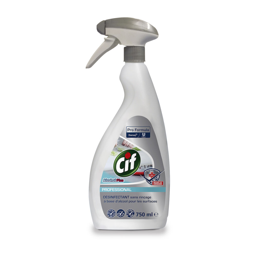 CIF Pro Formula Spray désinfectant sans rinçage à 80% d'éthanol bactéricide, fongicide et virucide 750 ml