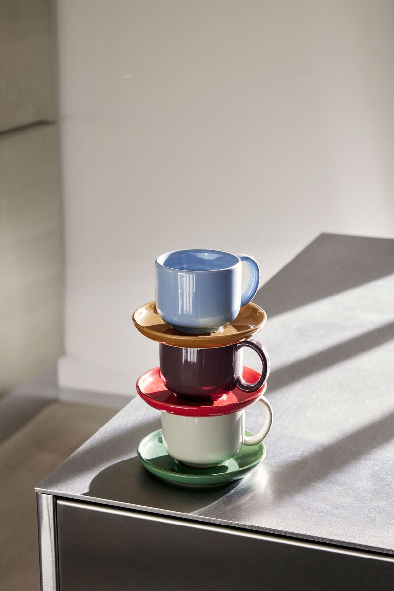 Hübsch Amare Tasse avec soucoupe Bleu clair/Marron