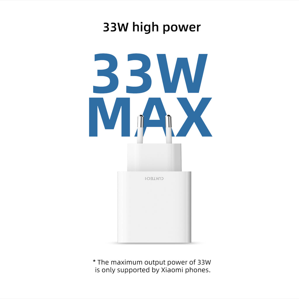 CUKTECH Chargeur rapide 30 W USB-A et USB-C, prise UE A19EU, Blanc