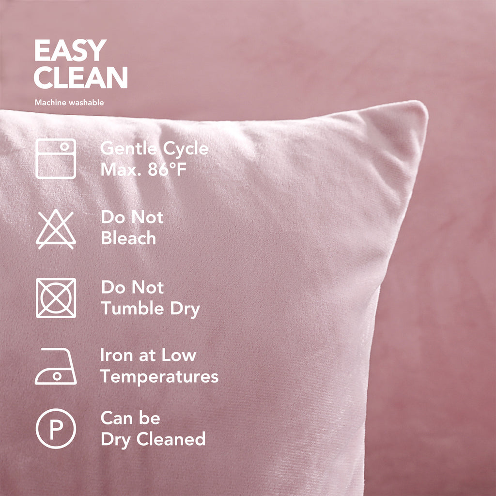 Deconovo Housse de coussin en velours néerlandais, coloris rose, 45 x 45 cm, 1 pièce