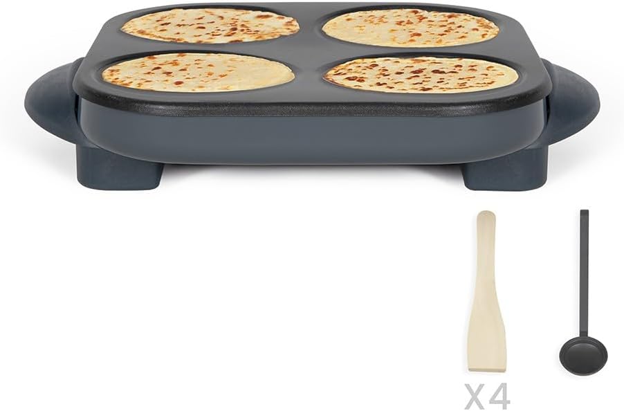 Livoo DOC266G - Crêpière 1500 W 4x12 cm gris party