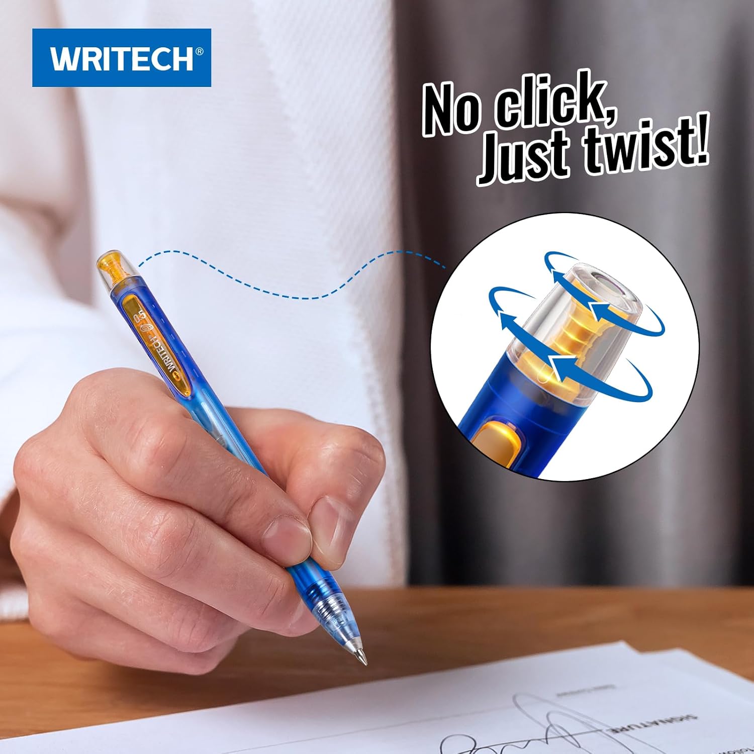 Writech Twist Space Up Galaxy Lot de 6 stylos à encre gel avec pointe fine 0,5 mm - Noir