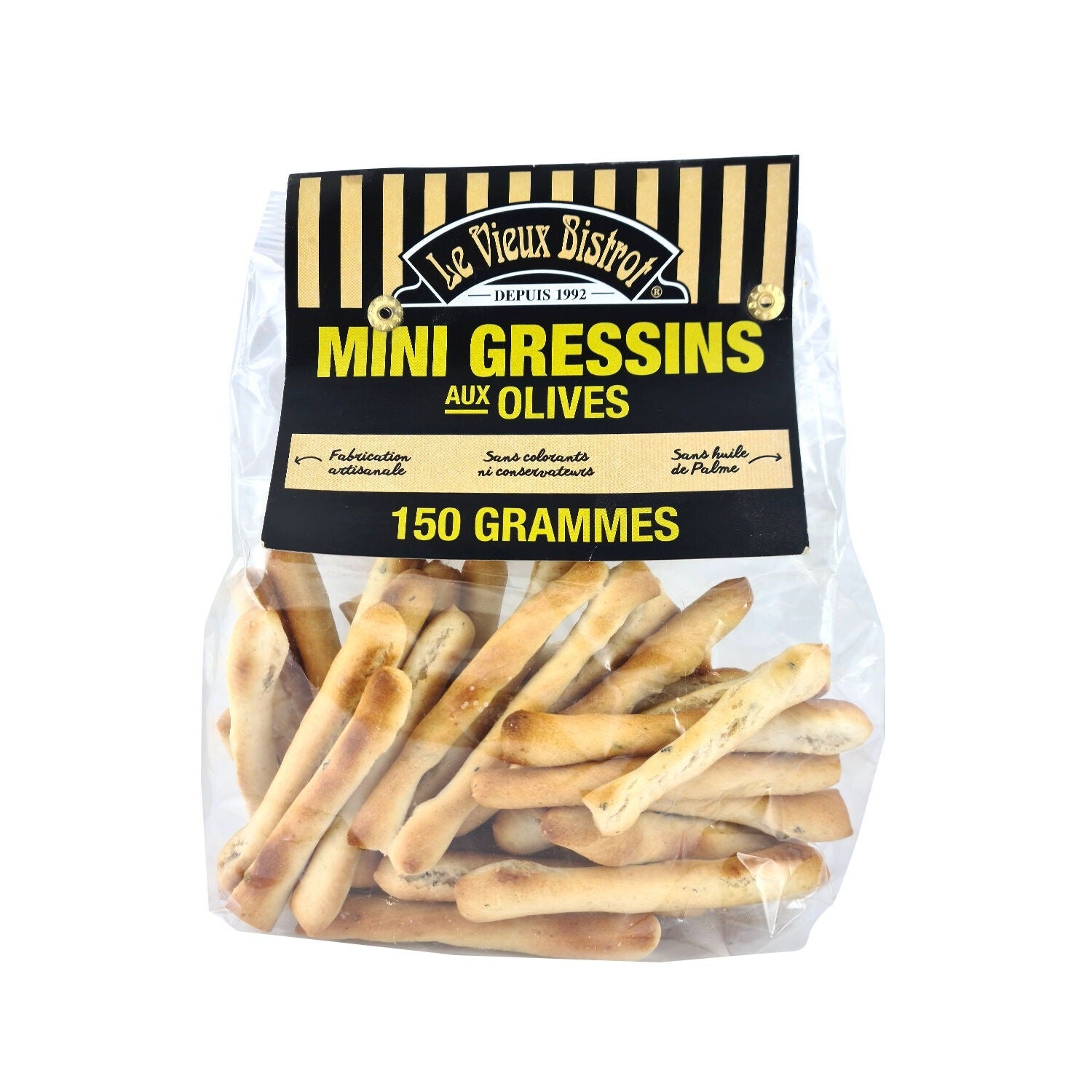LE VIEUX BISTROT Gressins Mini aux Olives le sachet de 150g