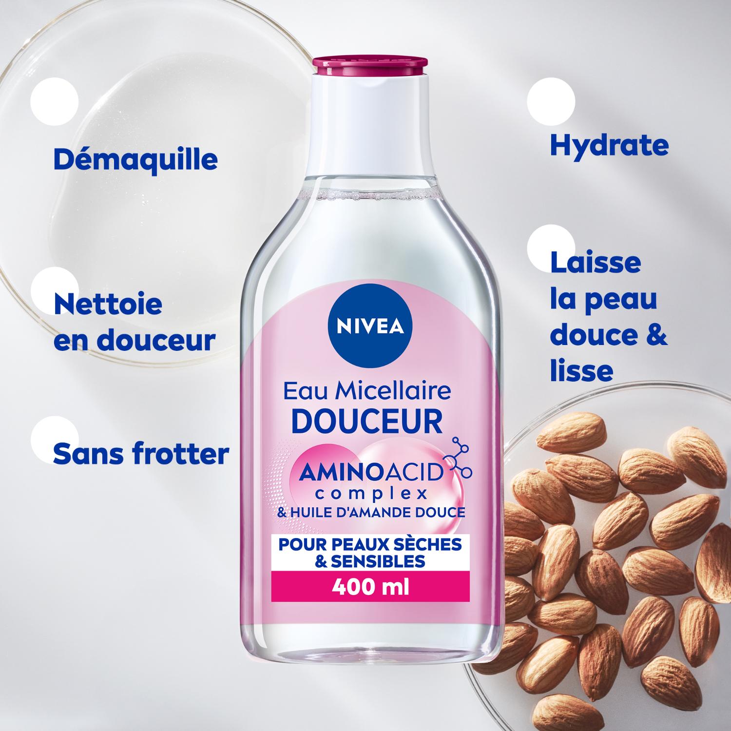 NIVEA Eau Micellaire Démaquillante Hydratante Visage Peaux Sèches 400 ml