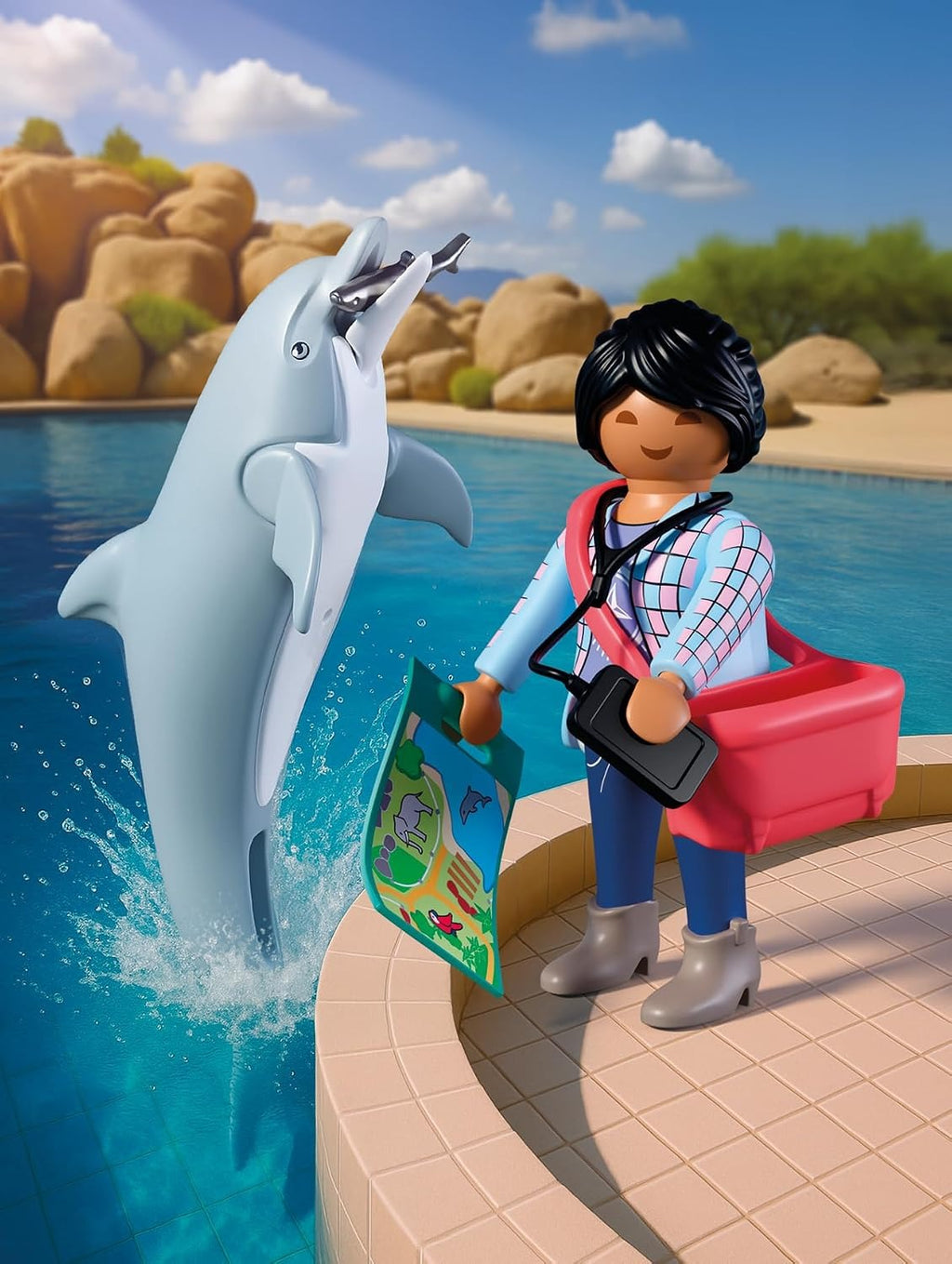PLAYMOBIL Set de Figurines Dauphin et Dresseur de Zoo